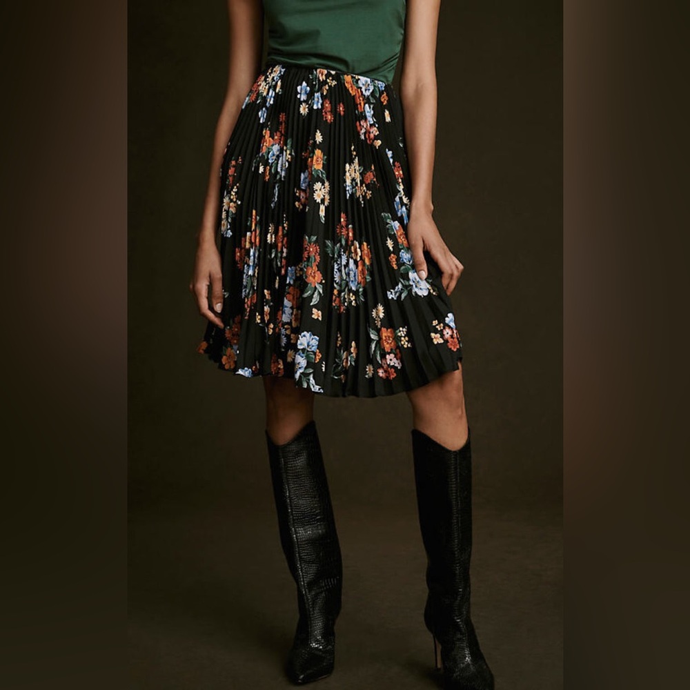NWOT Anthropologie Maeve Valerie Pleated Midi Skirt // Size 14P